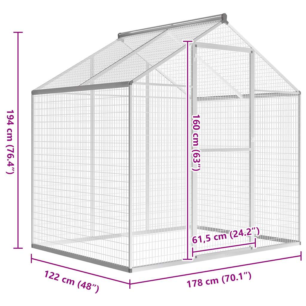 Outdoor Aviary Aluminium 178x122x194 cm