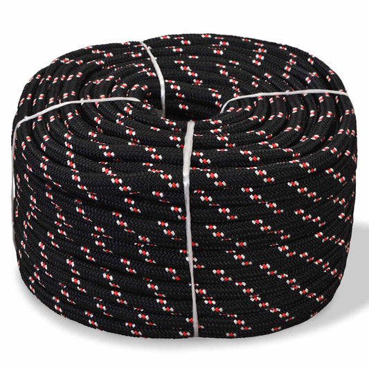 91286 vidaXL Marine Rope Polypropylene 10 mm 50 m Black