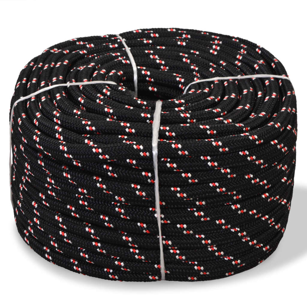 91287 vidaXL Marine Rope Polypropylene 12 mm 50 m Black
