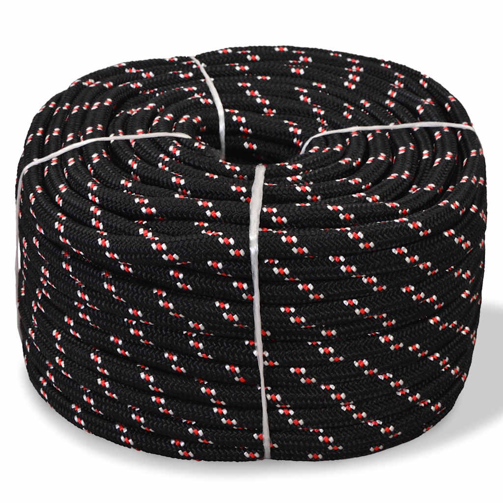 91288 vidaXL Marine Rope Polypropylene 14 mm 50 m Black