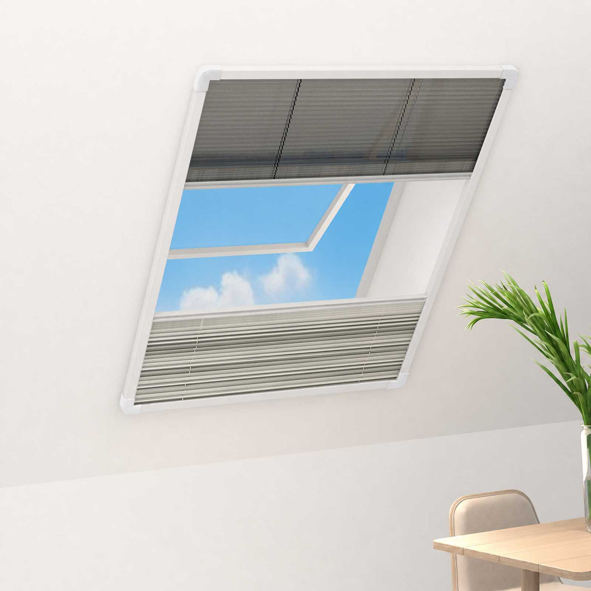 Plisse Insect Screen for Windows Aluminium 80x120 cm with Shade