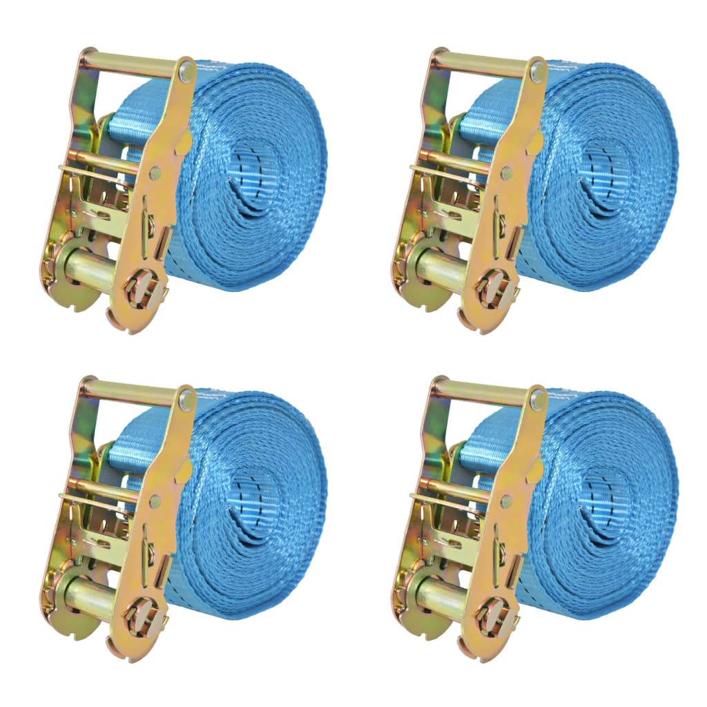 vidaXL Ratchet Tie Down Straps 4 pcs 2 Tonnes 6mx38mm Blue