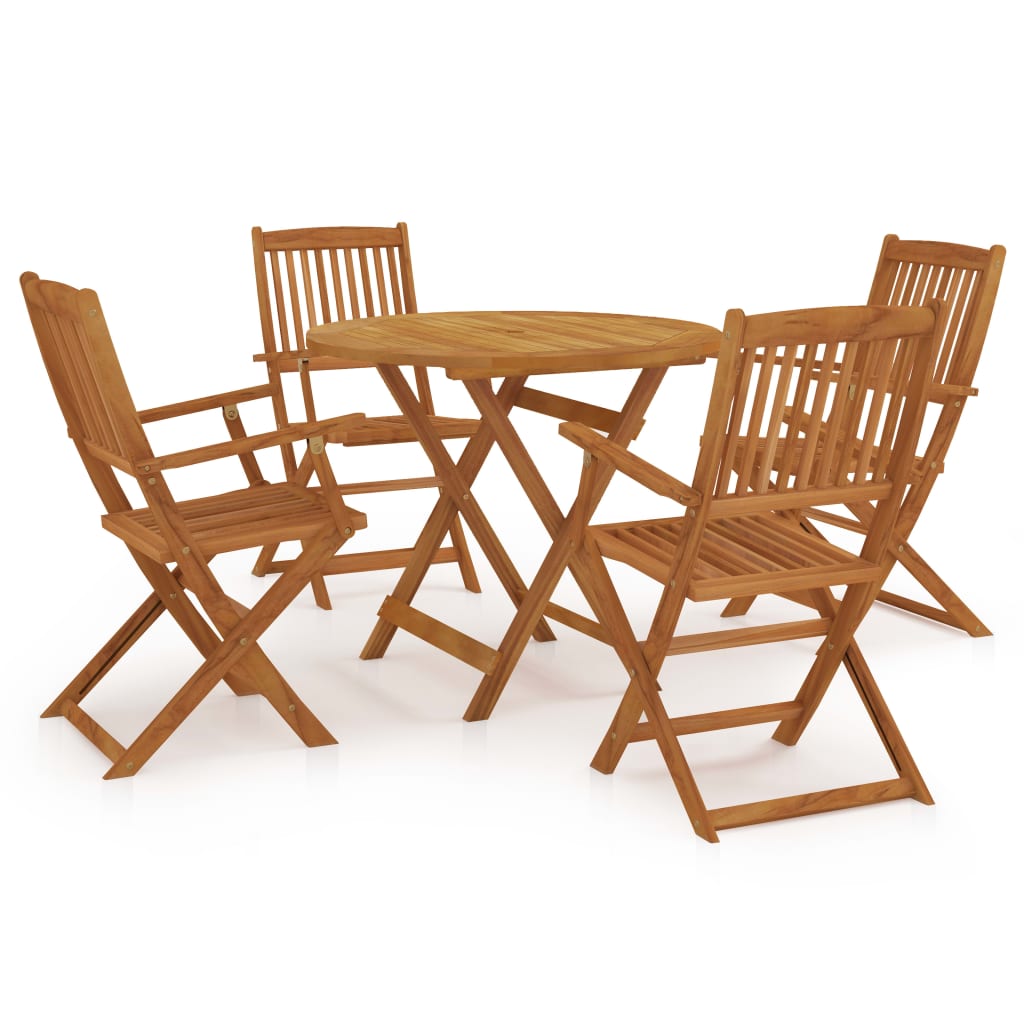 vidaXL 5 Piece Folding Outdoor Dining Set Solid Acacia Wood