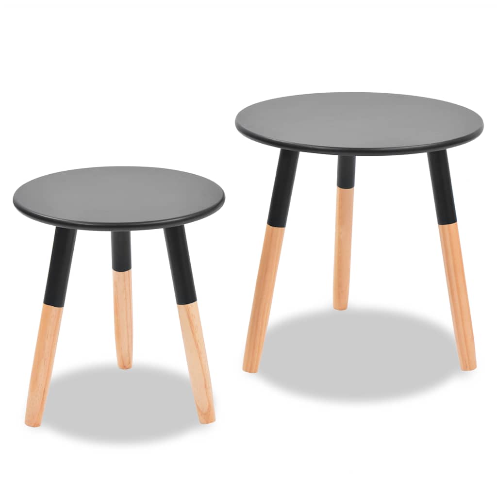 244735 vidaXL Side Table Set 2 Pieces Solid Pinewood Black