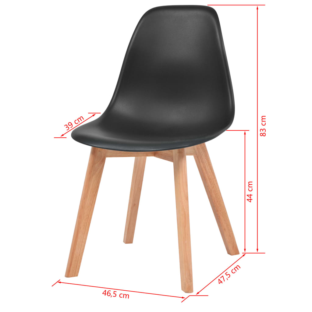 vidaXL Dining Chairs 4 pcs Black Plastic