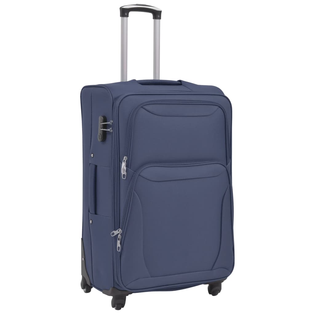 vidaXL 3 Piece Soft Case Trolley Set Navy Blue