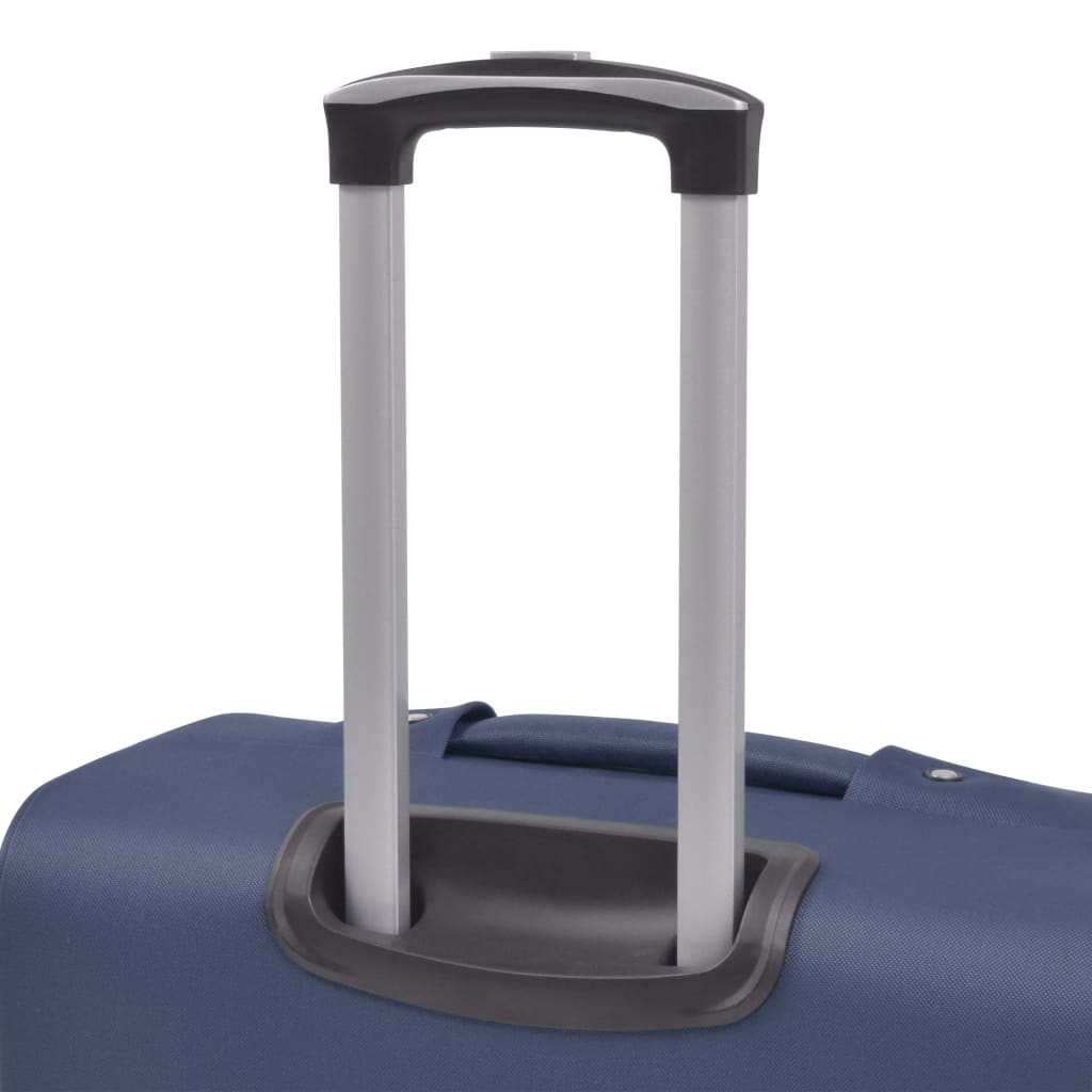 vidaXL 3 Piece Soft Case Trolley Set Navy Blue