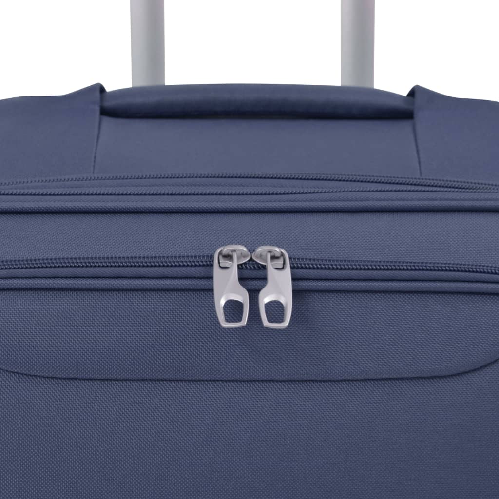 vidaXL 3 Piece Soft Case Trolley Set Navy Blue