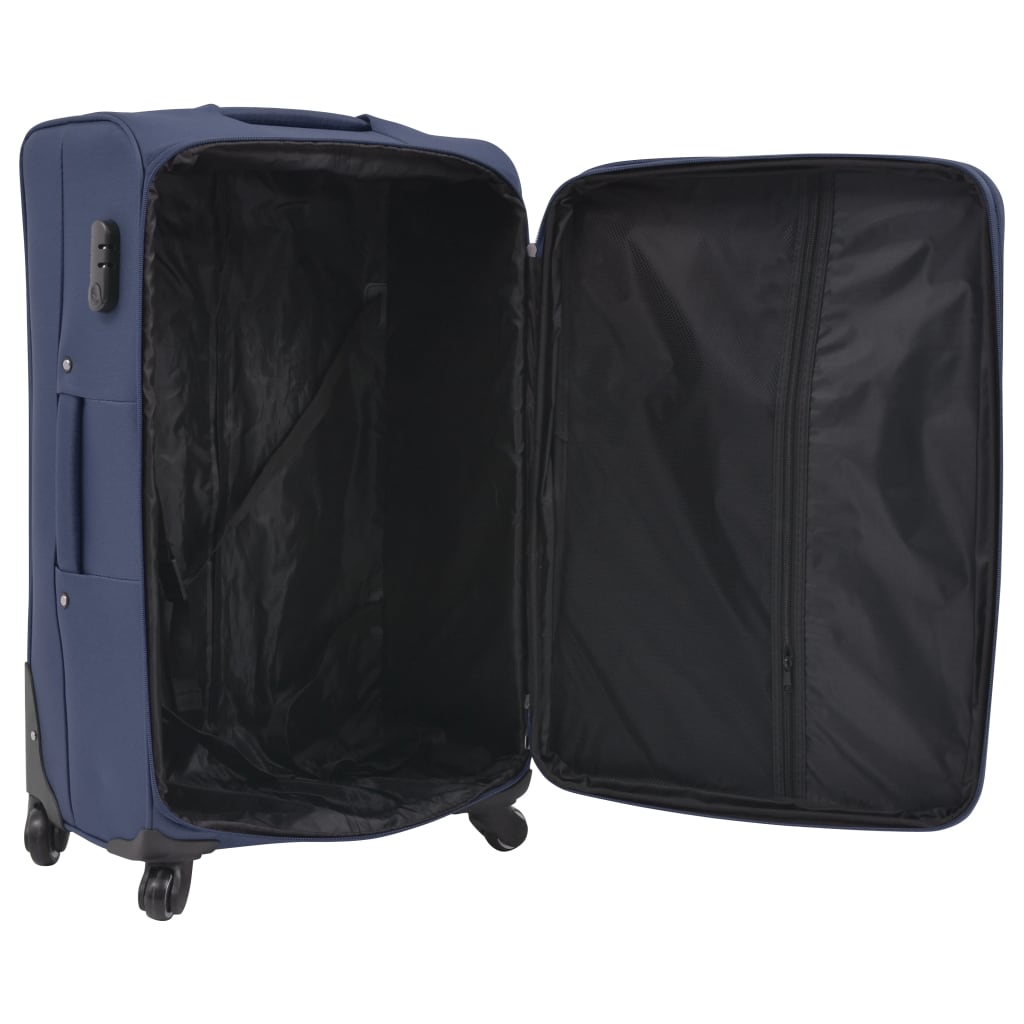 vidaXL 3 Piece Soft Case Trolley Set Navy Blue