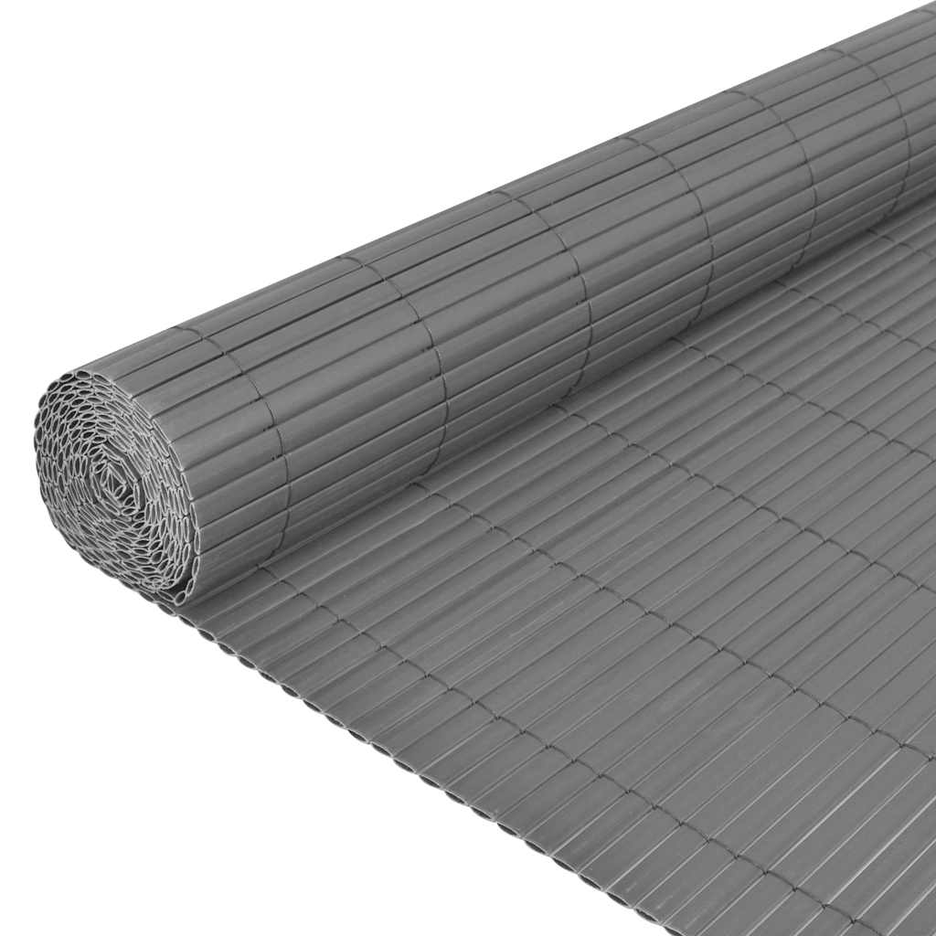 Double-Sided Garden Fence PVC 90x500 cm Grey
