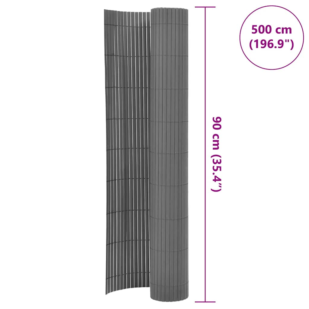 Double-Sided Garden Fence PVC 90x500 cm Grey