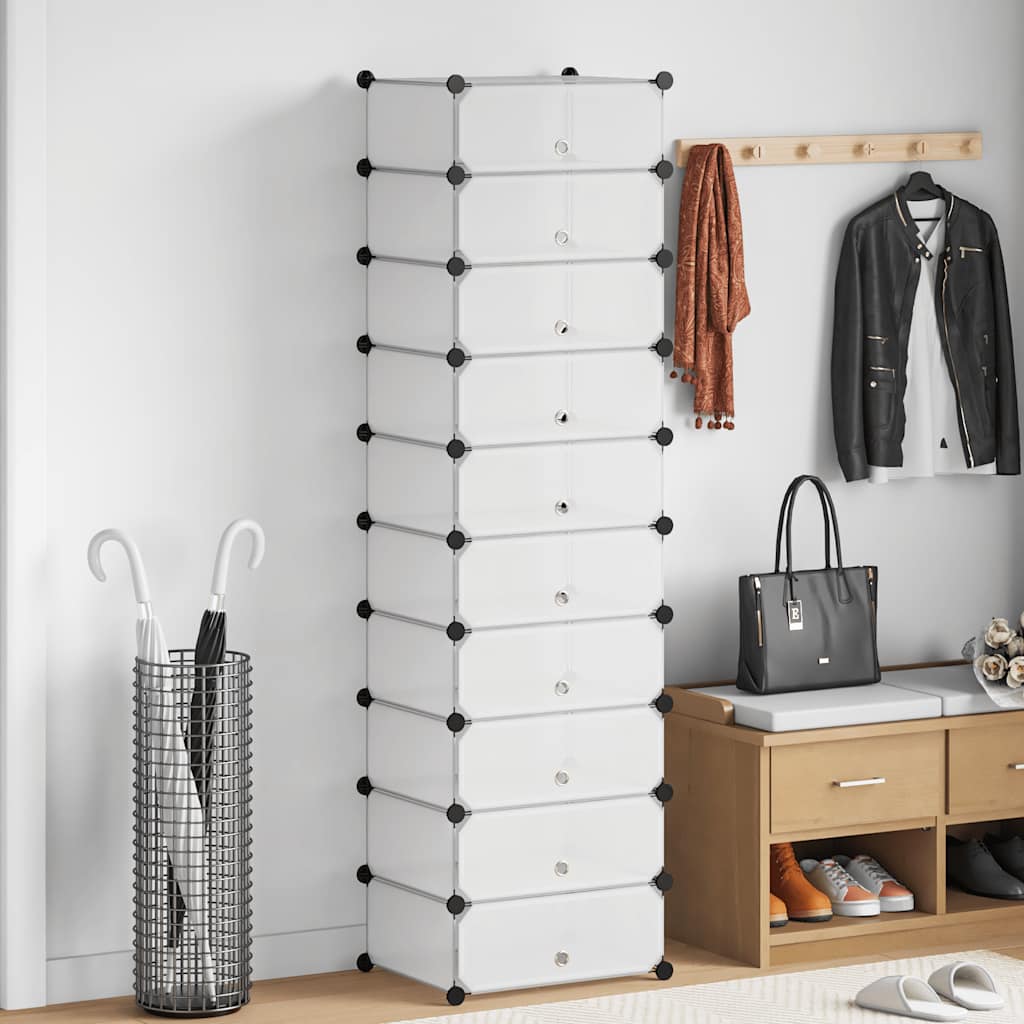 Interlocking Shoe Organiser with 10 Compartments White