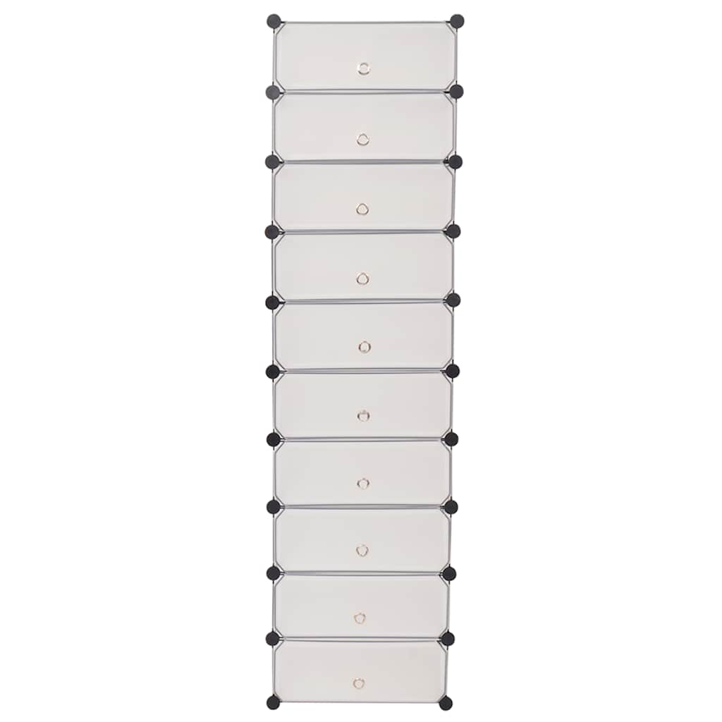 Interlocking Shoe Organiser with 10 Compartments White