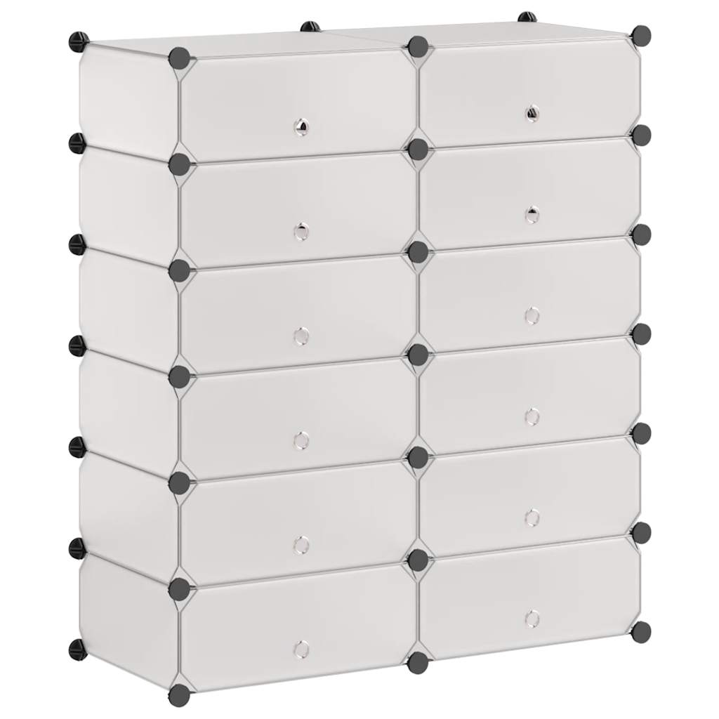 Interlocking Shoe Organiser with 12 Compartments White