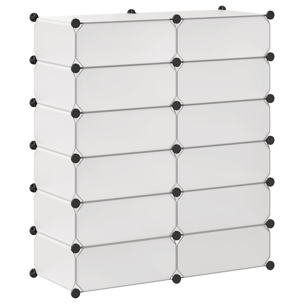 Interlocking Shoe Organiser with 12 Compartments White