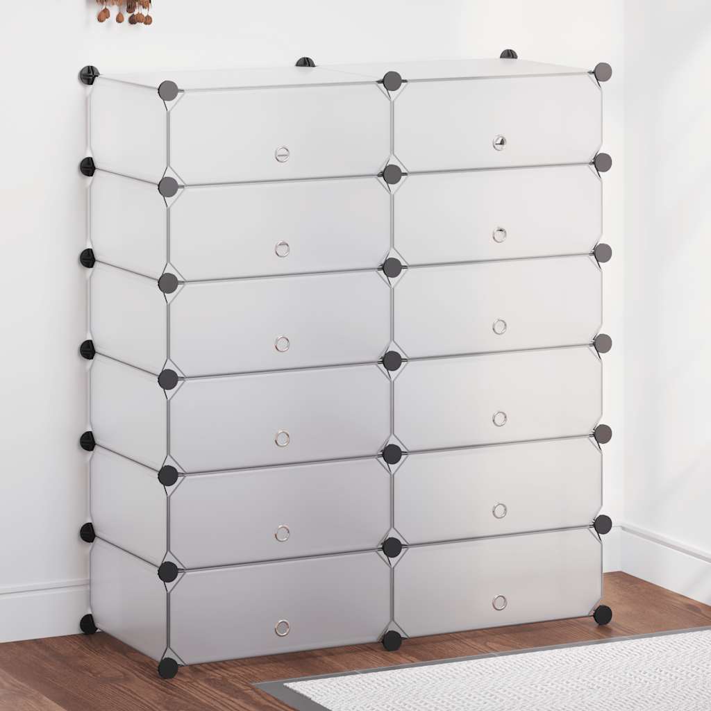 Interlocking Shoe Organiser with 12 Compartments White