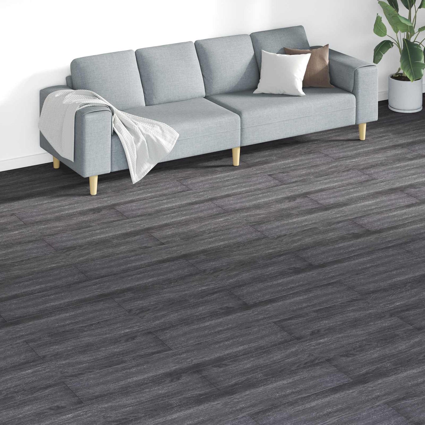 Flooring Planks 18 pcs Black and White 5.26 m² PVC