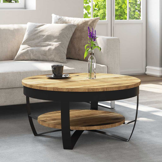 Coffee Table Solid Rough Mango Wood 65x32 cm
