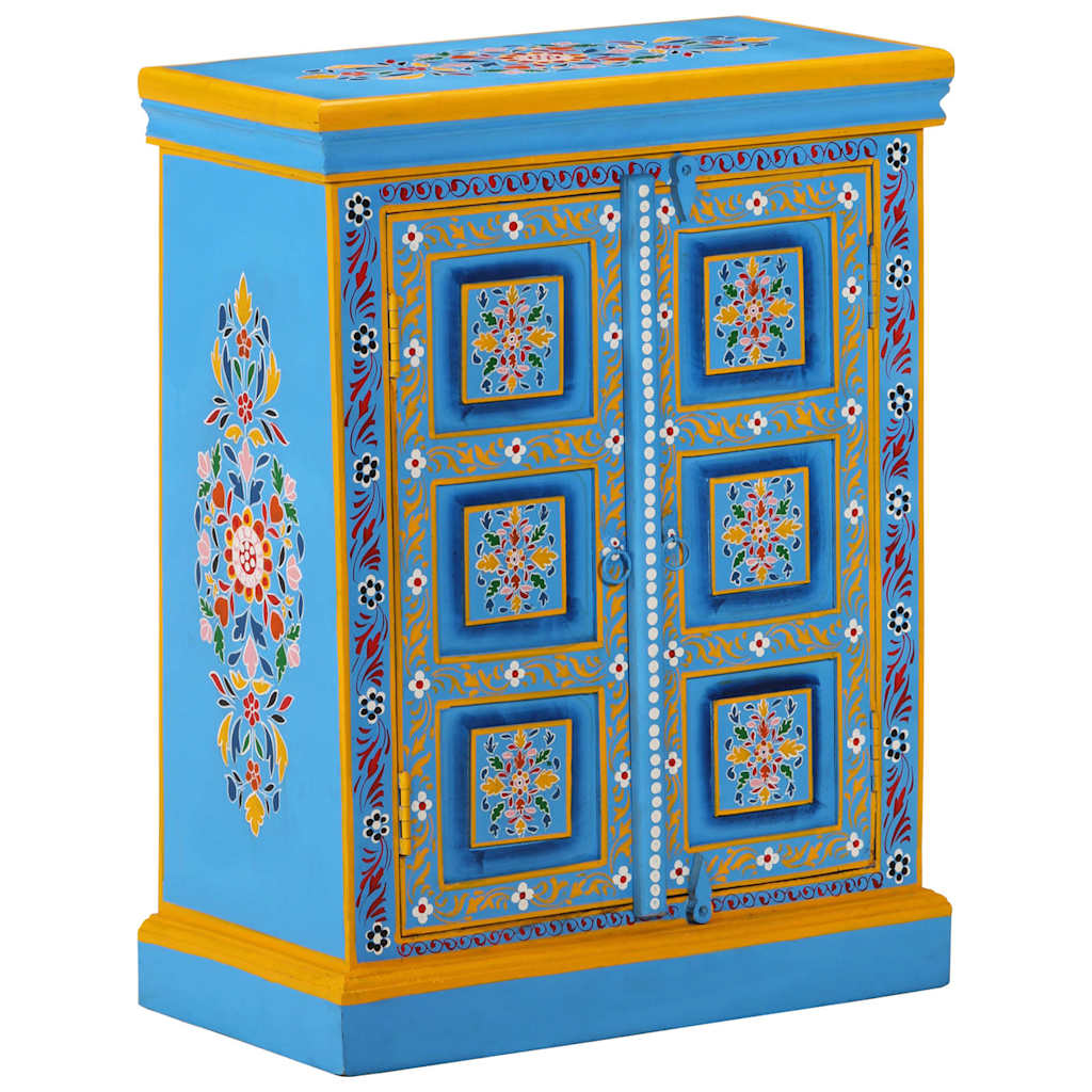 244838 vidaXL Sideboard Solid Mango Wood Turquoise Hand Painted