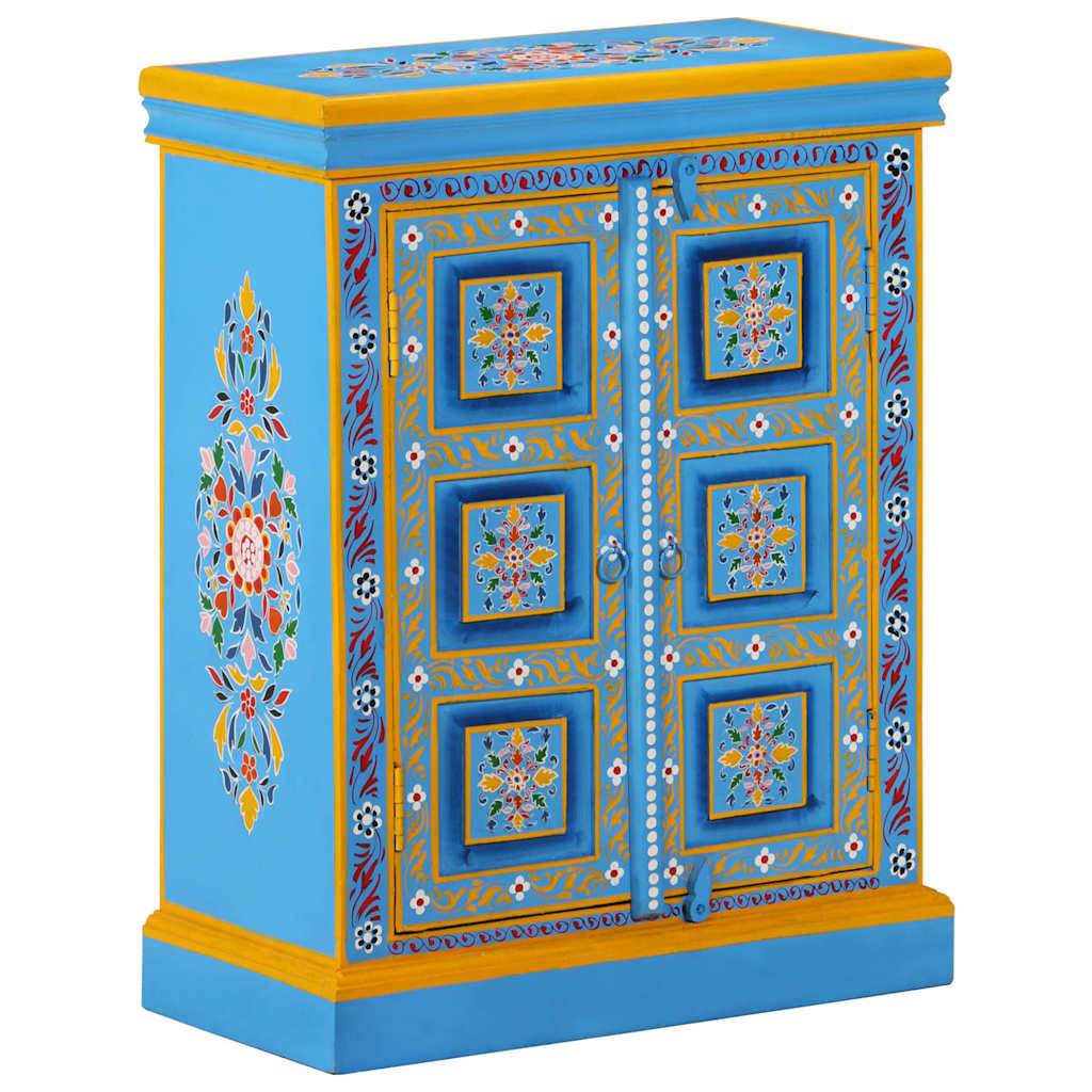 244838 vidaXL Sideboard Solid Mango Wood Turquoise Hand Painted