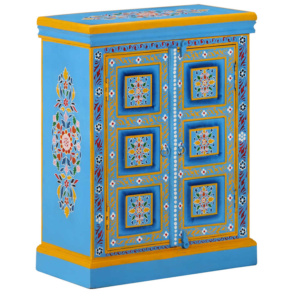 244838 vidaXL Sideboard Solid Mango Wood Turquoise Hand Painted