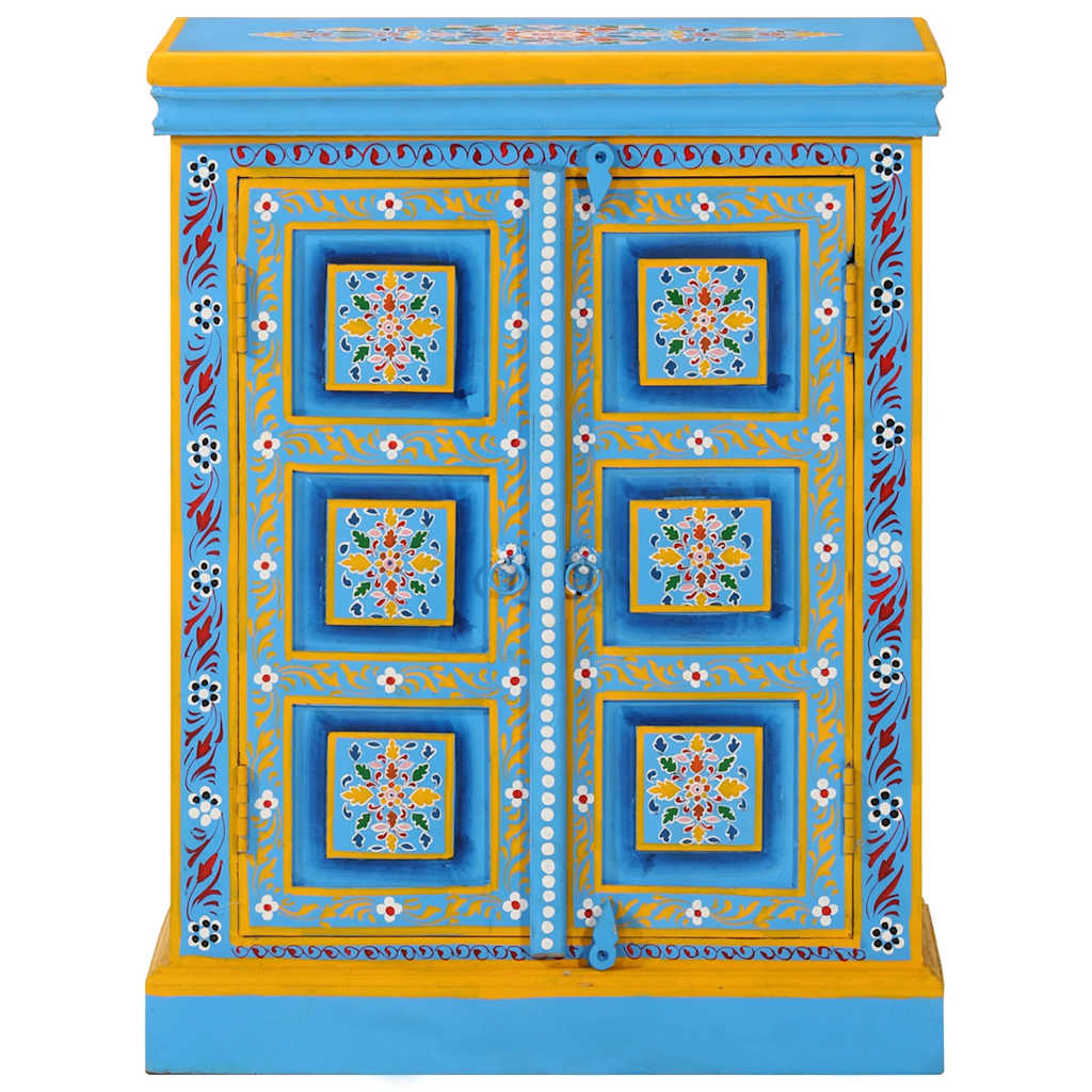 244838 vidaXL Sideboard Solid Mango Wood Turquoise Hand Painted