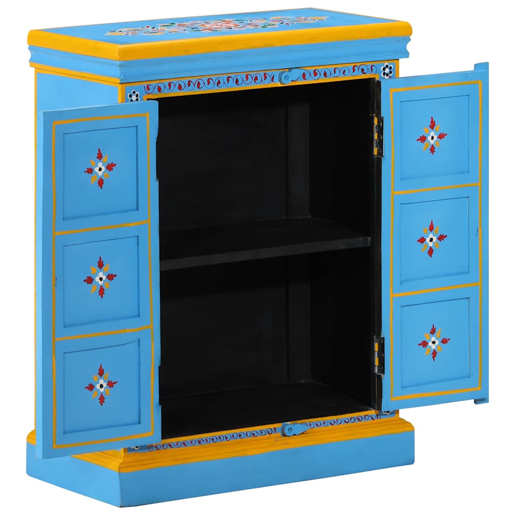 244838 vidaXL Sideboard Solid Mango Wood Turquoise Hand Painted