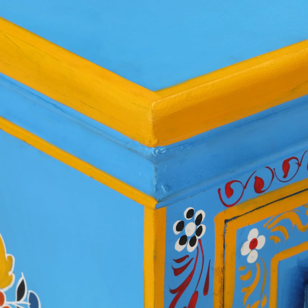 244838 vidaXL Sideboard Solid Mango Wood Turquoise Hand Painted