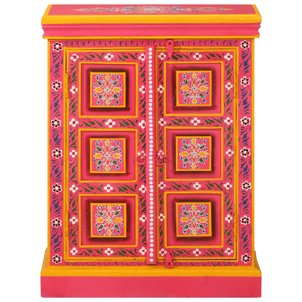 244839 vidaXL Sideboard Solid Mango Wood Pink Hand Painted