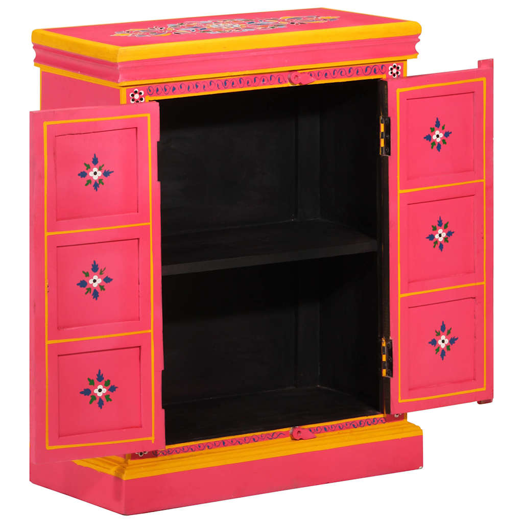 244839 vidaXL Sideboard Solid Mango Wood Pink Hand Painted