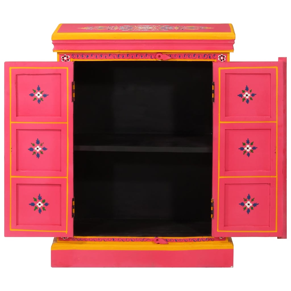 244839 vidaXL Sideboard Solid Mango Wood Pink Hand Painted