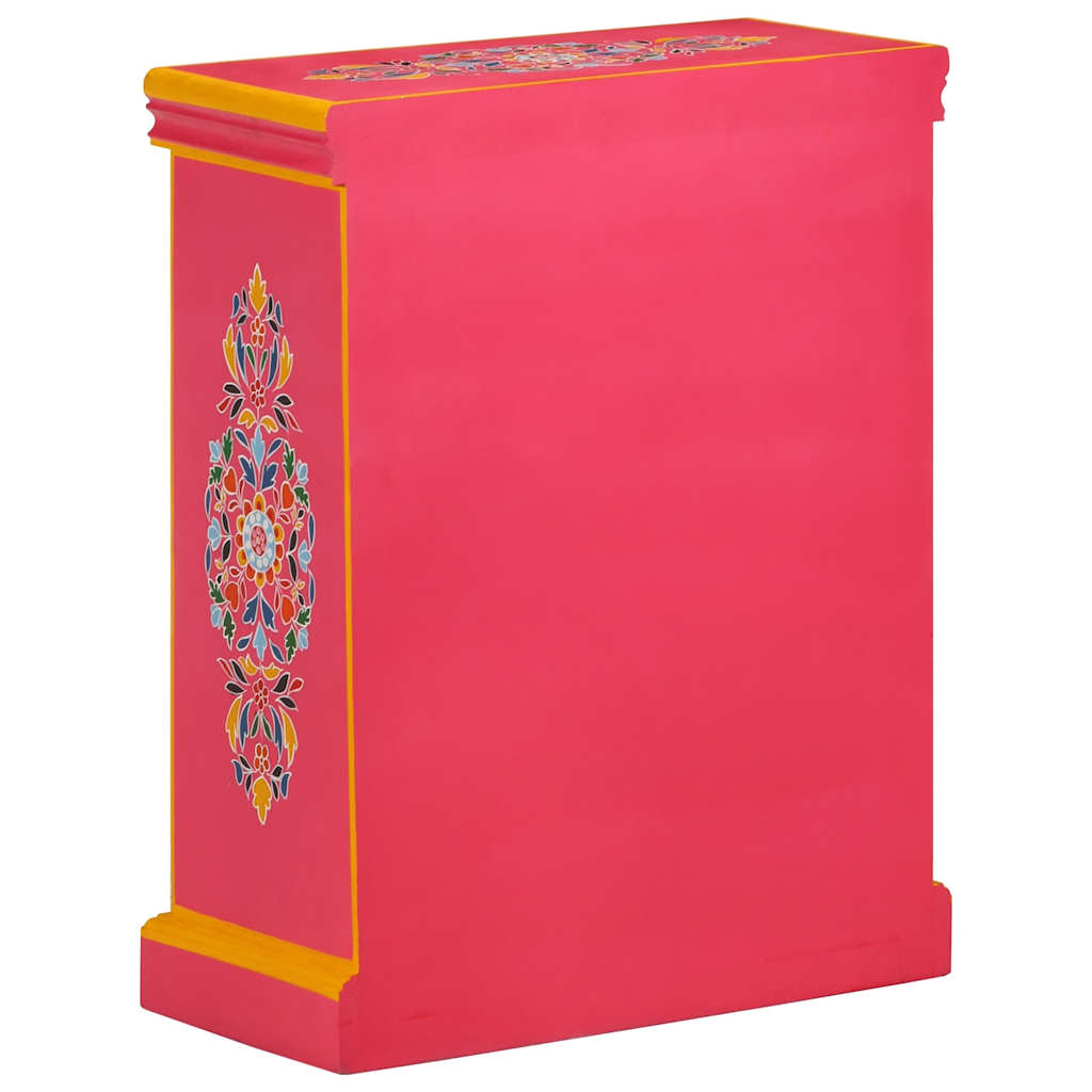 244839 vidaXL Sideboard Solid Mango Wood Pink Hand Painted