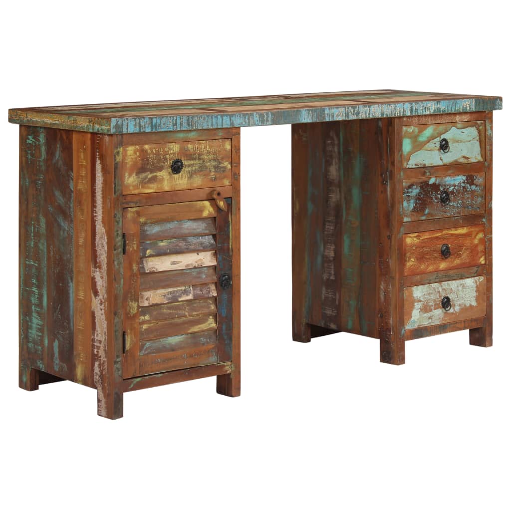 vidaXL Pedestal Desk Solid Reclaimed Wood 140x50x77 cm