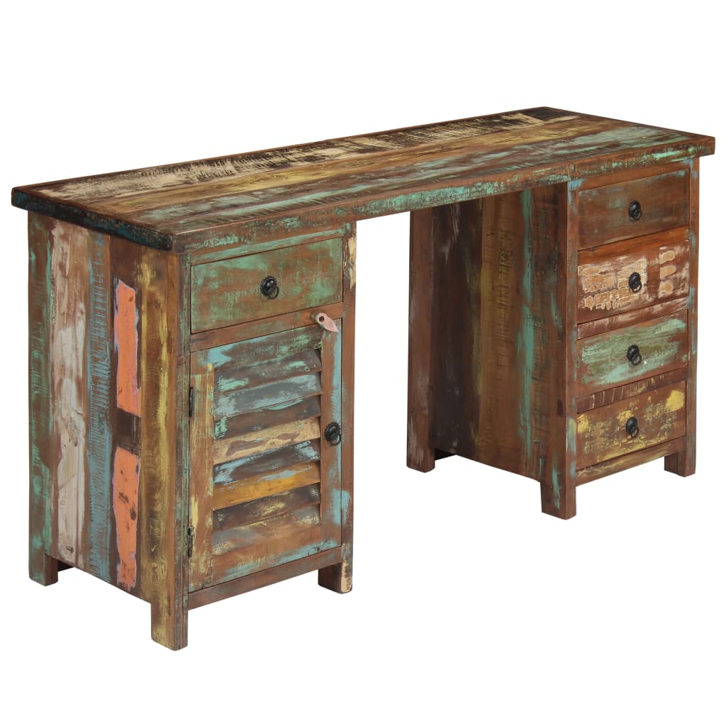 vidaXL Pedestal Desk Solid Reclaimed Wood 140x50x77 cm