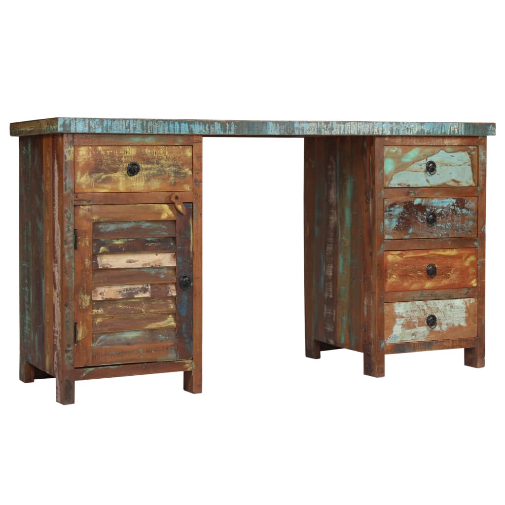 vidaXL Pedestal Desk Solid Reclaimed Wood 140x50x77 cm