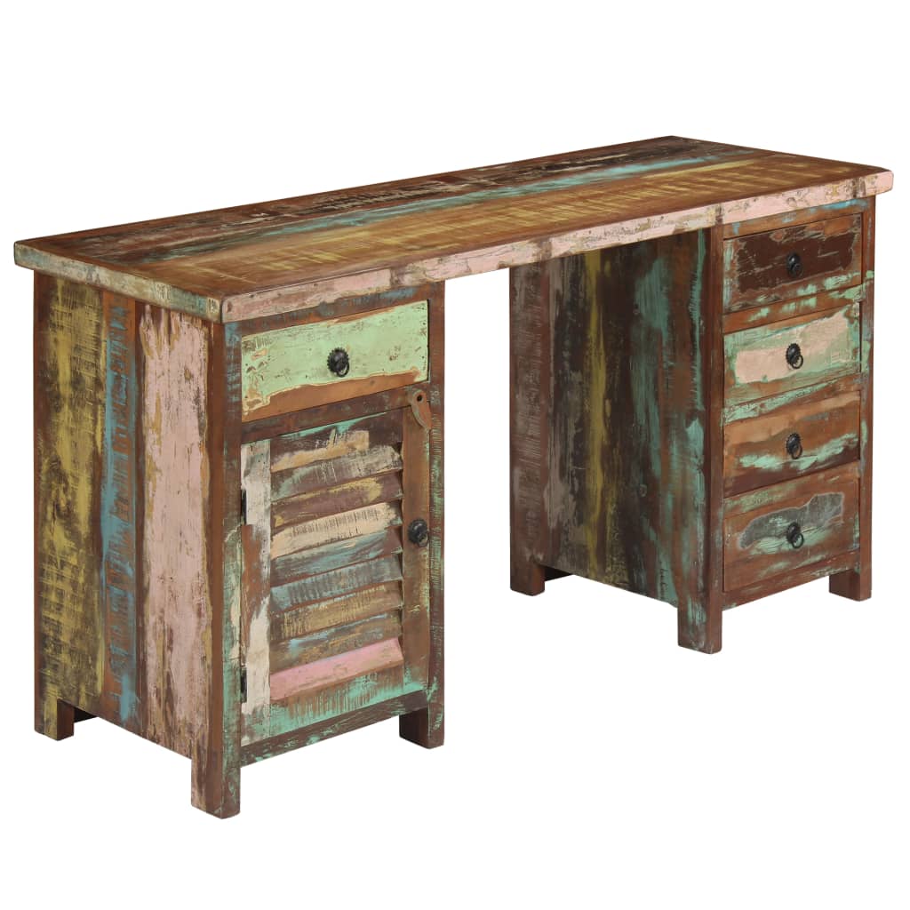 vidaXL Pedestal Desk Solid Reclaimed Wood 140x50x77 cm