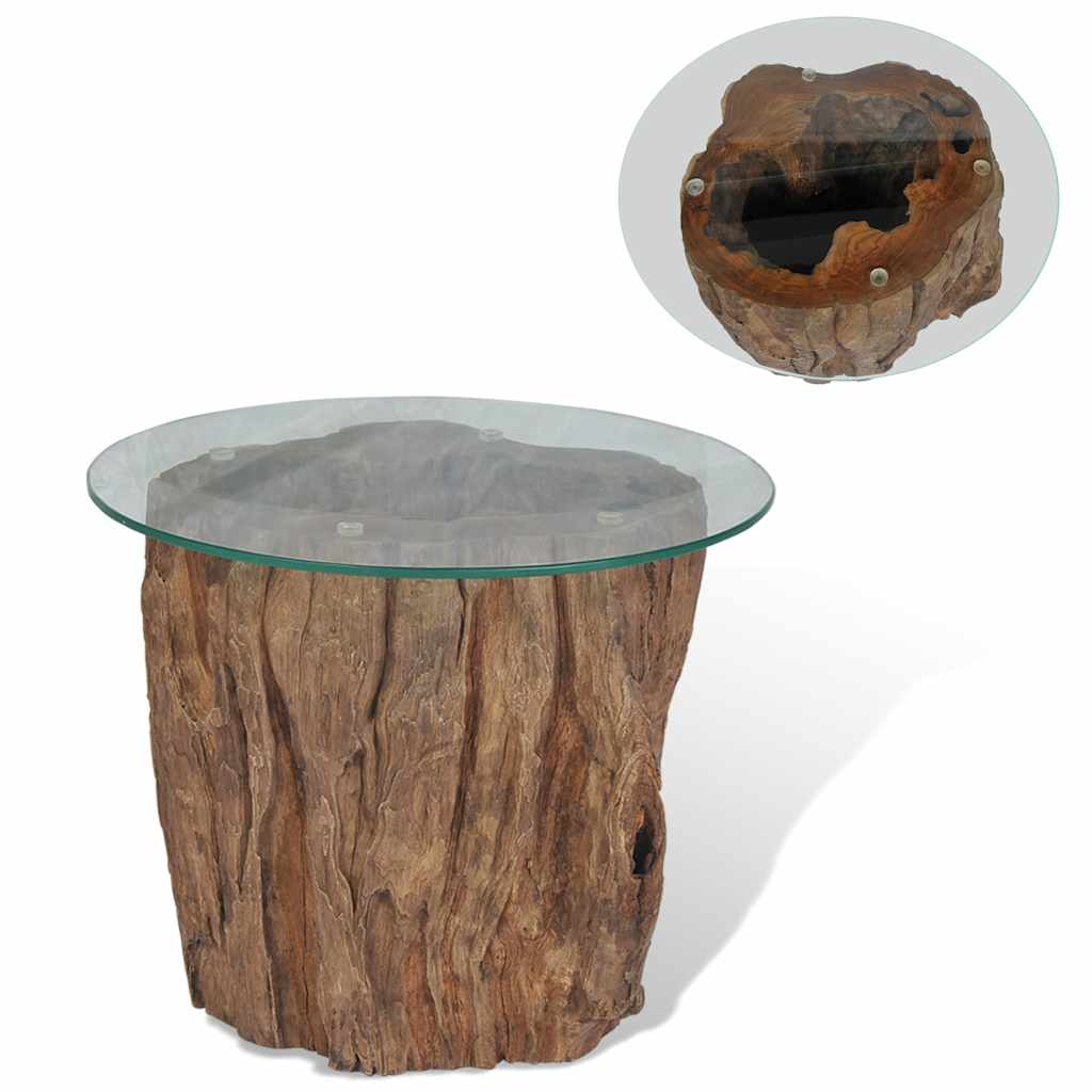 245069 vidaXL Coffee Table Teak Glass 50x40 cm