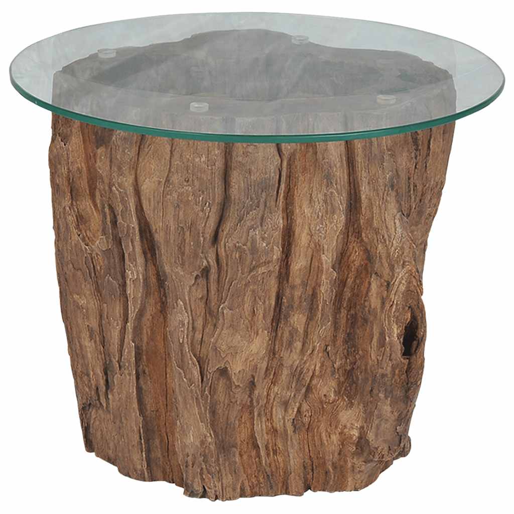 245069 vidaXL Coffee Table Teak Glass 50x40 cm