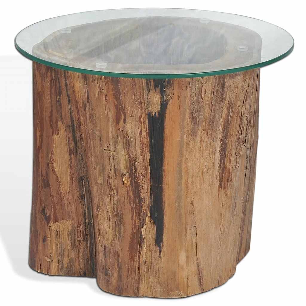 245069 vidaXL Coffee Table Teak Glass 50x40 cm