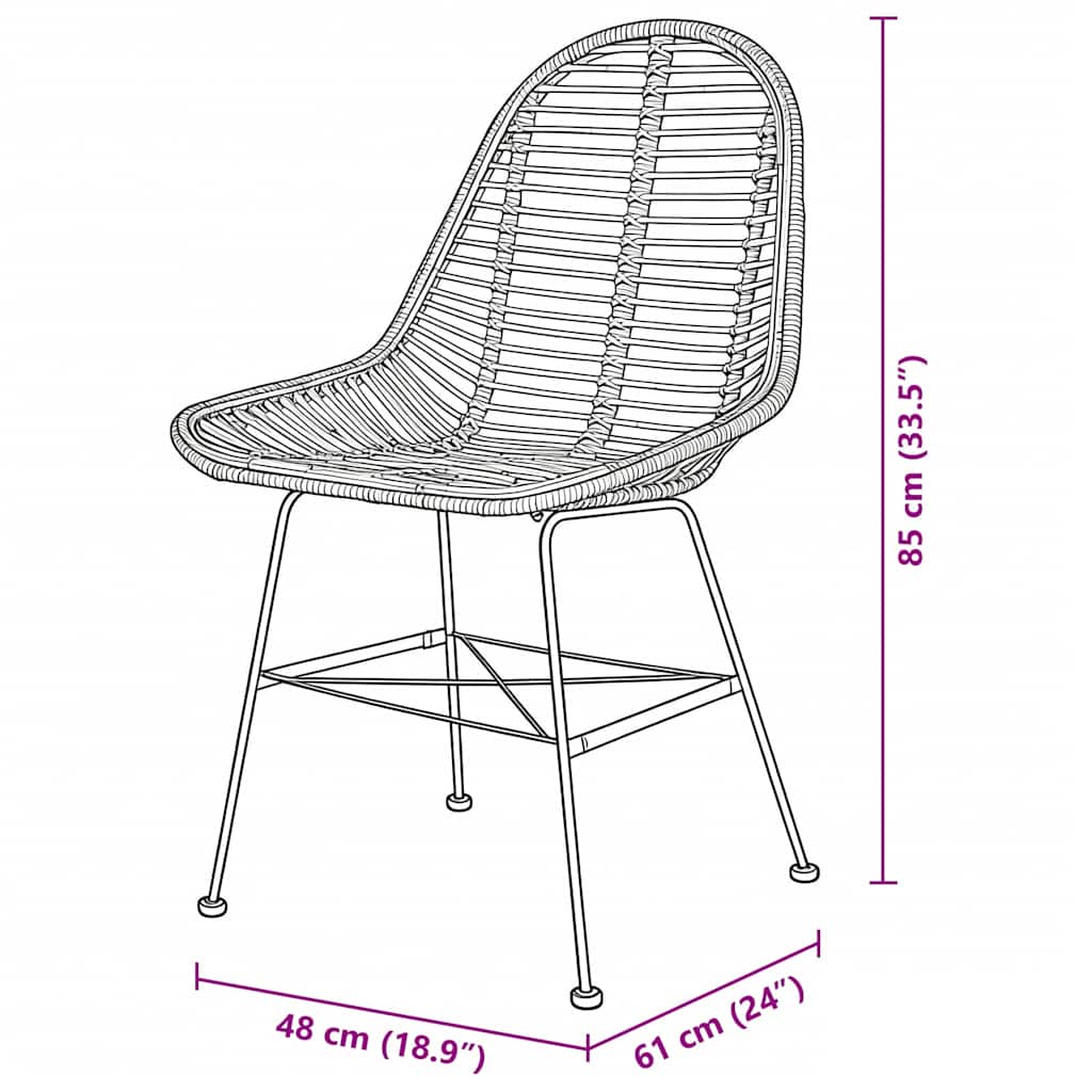 Dining Chairs 4 pcs Natural Rattan