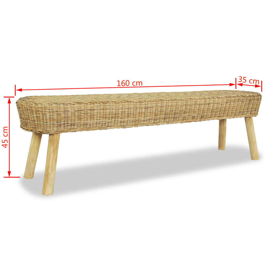 vidaXL Hall Bench 160x35x45 cm Natural Rattan