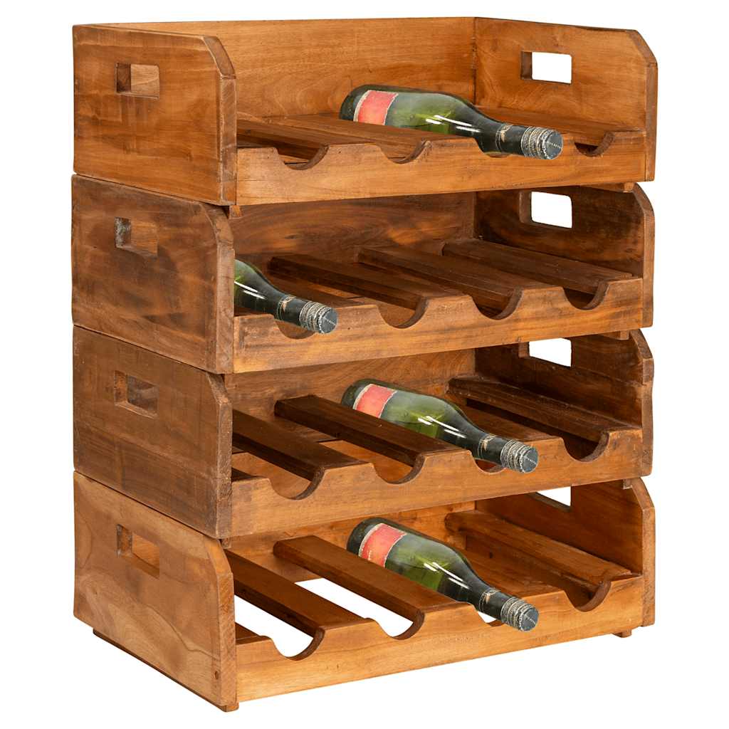 vidaXL Wine Racks 4 pcs for 16 Bottles Solid Mahogany Wood