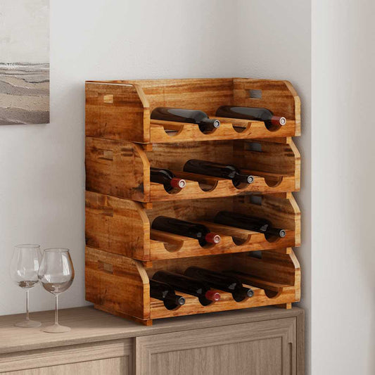 vidaXL Wine Racks 4 pcs for 16 Bottles Solid Mahogany Wood