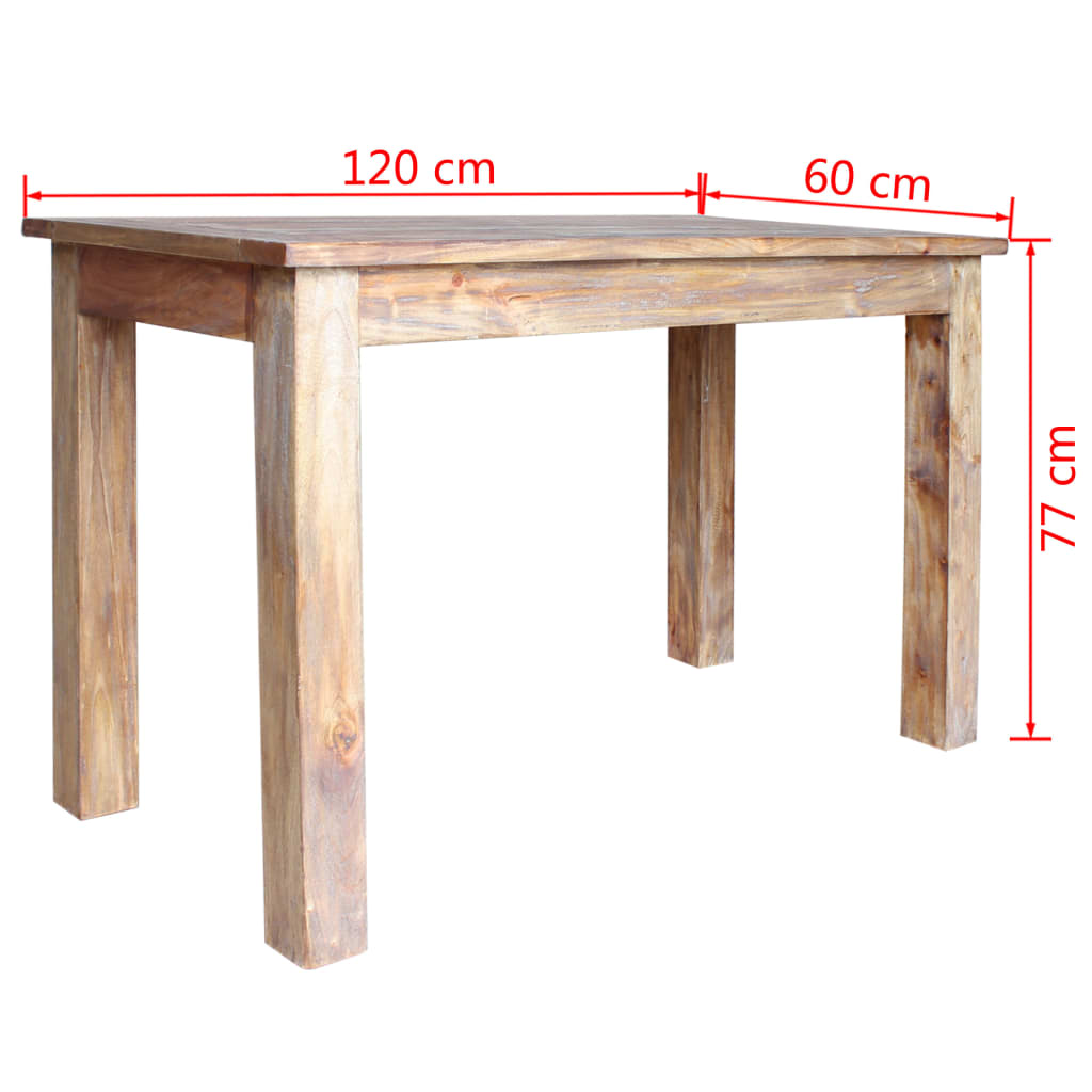 vidaXL Dining Table Solid Mahogany Wood 120x60x77 cm