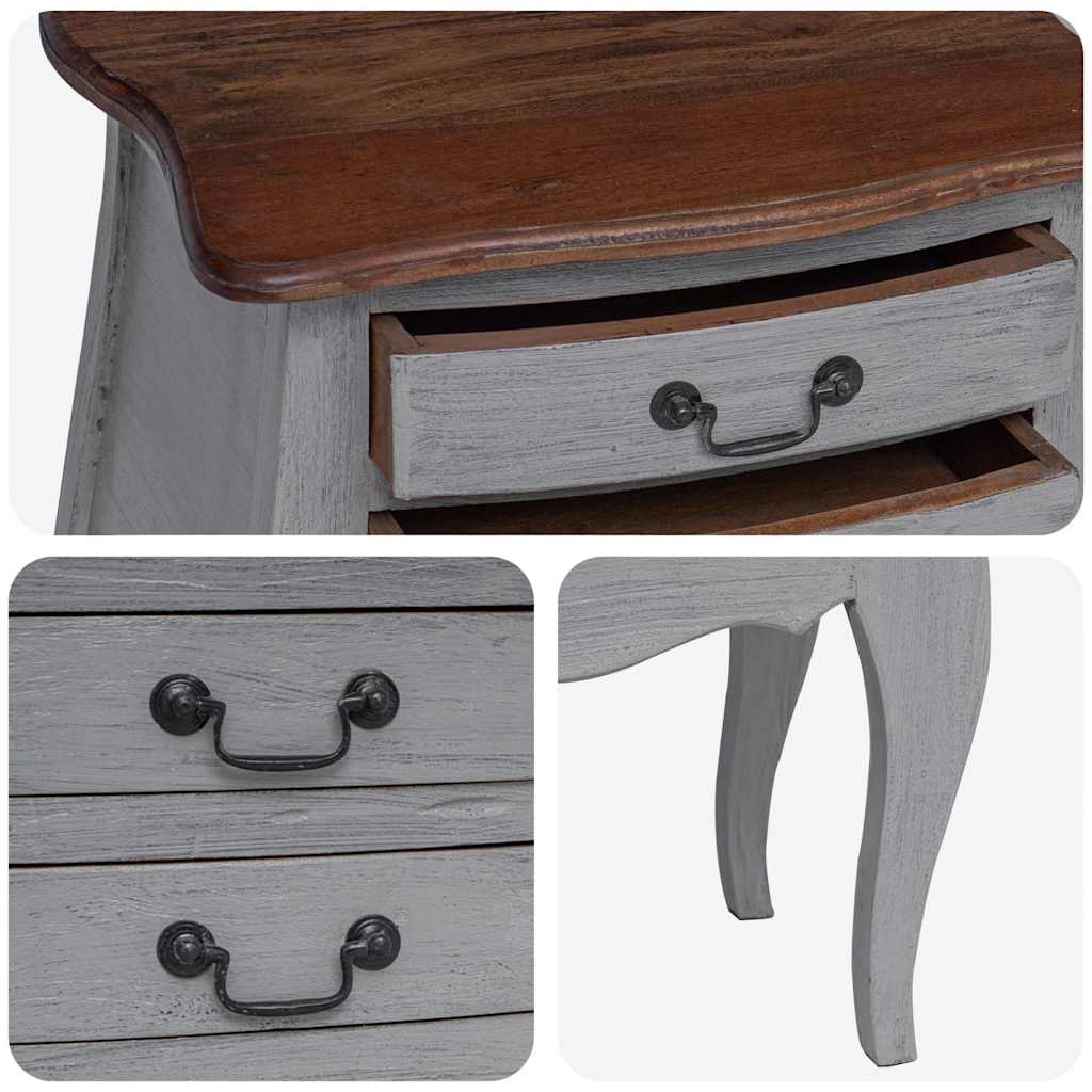244504 vidaXL Bedside Cabinet Solid Mahogany Wood 48x35x64 cm