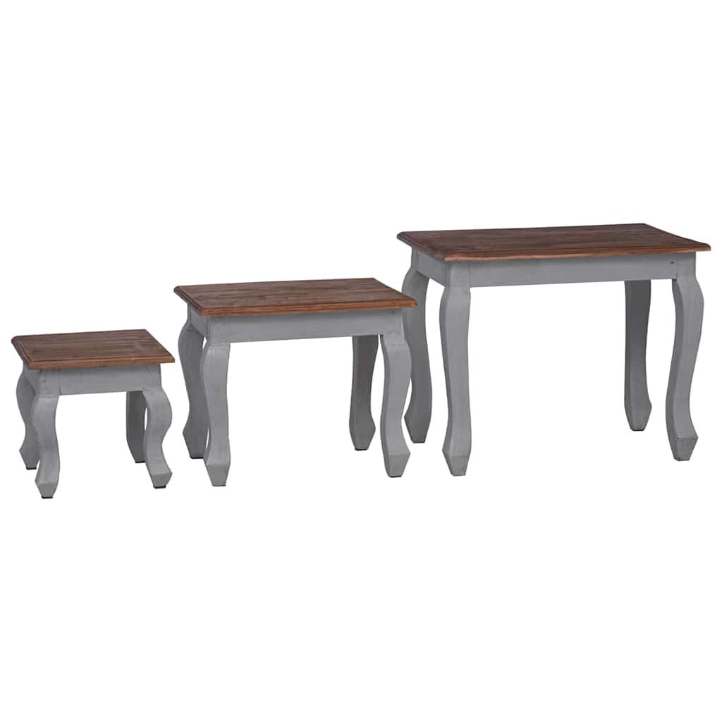 244505 vidaXL Nesting Table Set 3 Pieces Solid Mahogany Wood