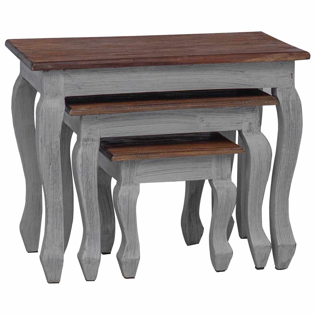 244505 vidaXL Nesting Table Set 3 Pieces Solid Mahogany Wood