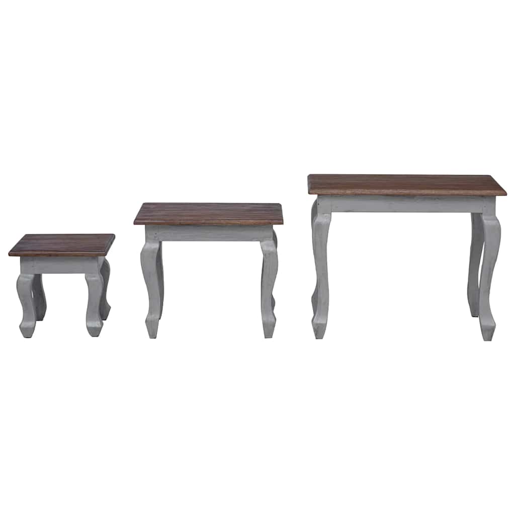 244505 vidaXL Nesting Table Set 3 Pieces Solid Mahogany Wood