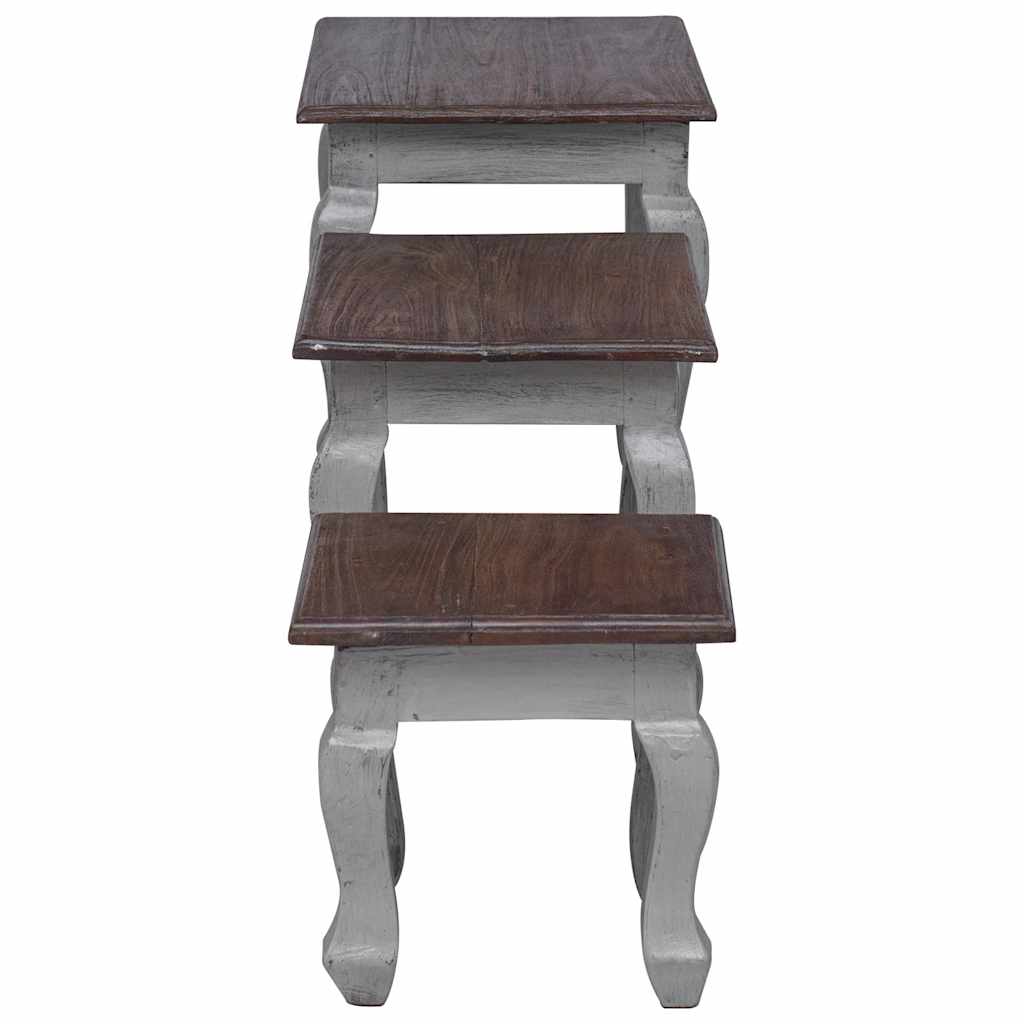 244505 vidaXL Nesting Table Set 3 Pieces Solid Mahogany Wood