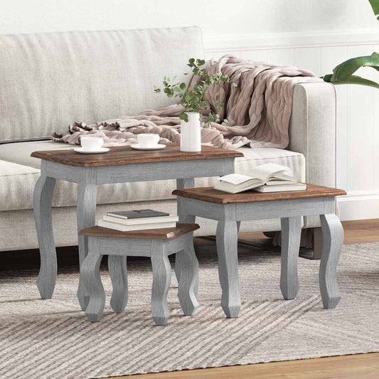 244505 vidaXL Nesting Table Set 3 Pieces Solid Mahogany Wood